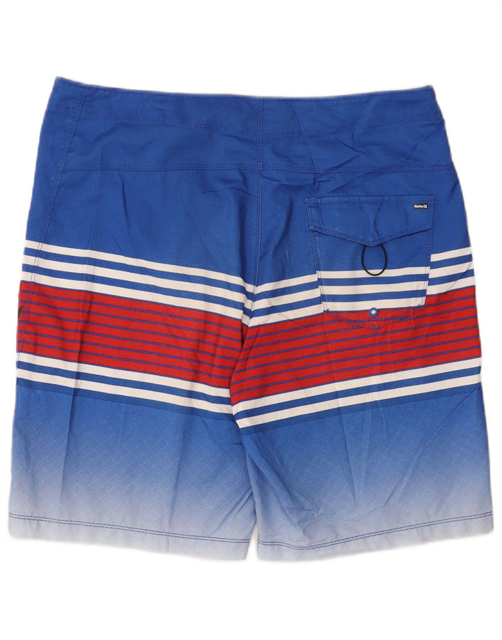 Shorts de natação masculino Hurley gráfico grande poliéster listrado azul