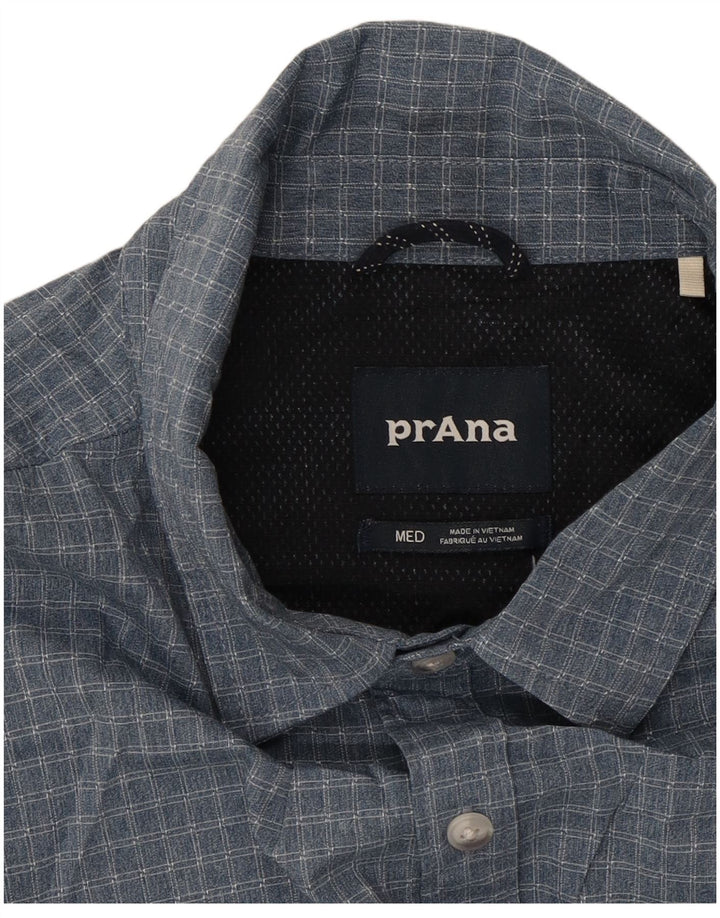 PRANA Camisa masculina de manga curta xadrez azul médio