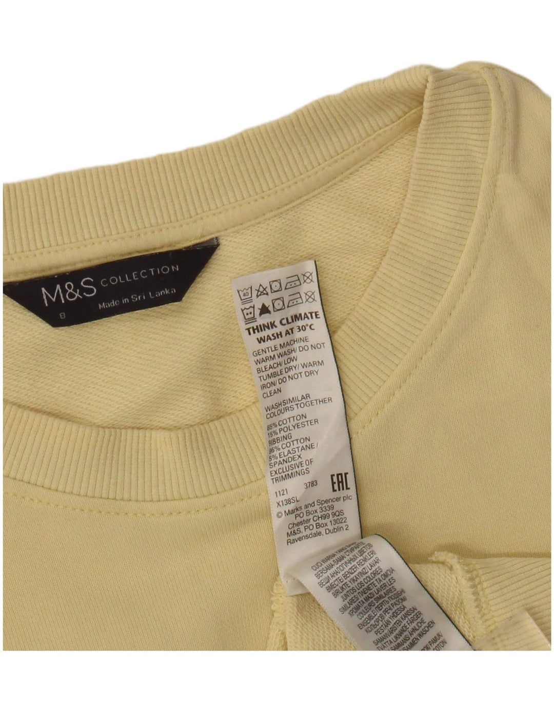 Suéter feminino Marks & Spencer Reino Unido 8 pequeno algodão amarelo