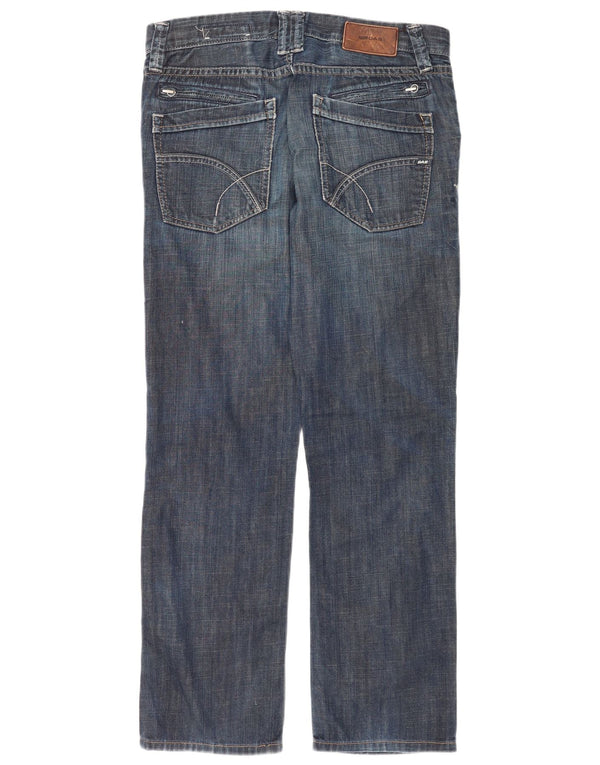 Gas Mens Straight Jeans W34 L32 Azul Marinho Algodão