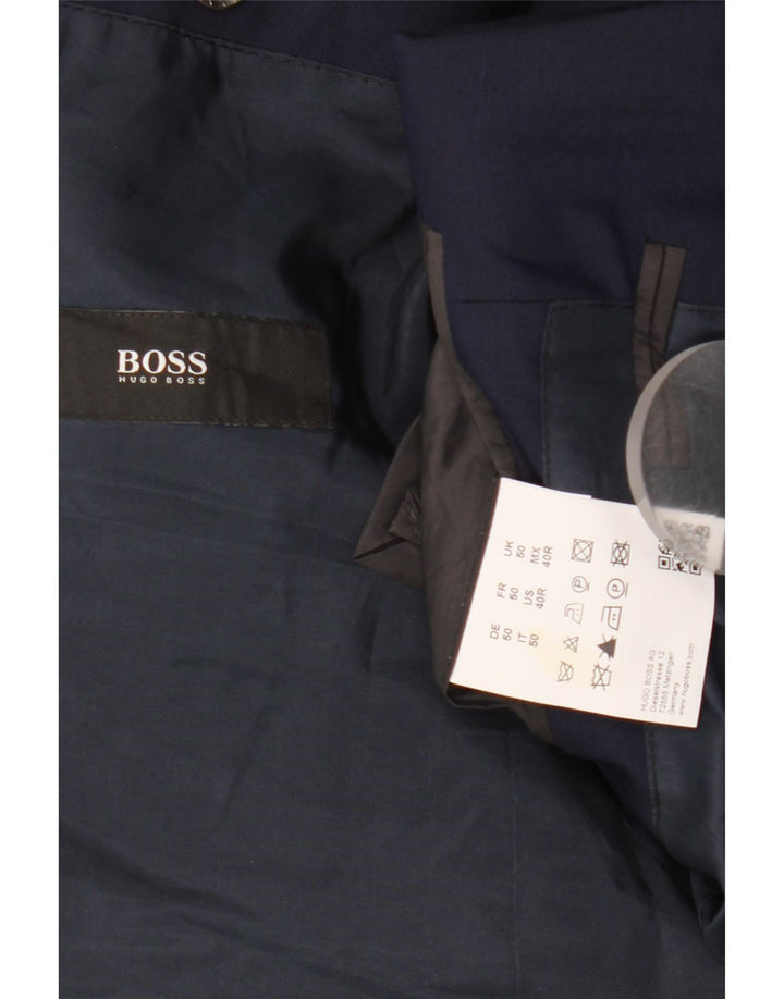 Jaqueta blazer masculina Hugo Boss com 2 botões UE 50 grande lã azul marinho