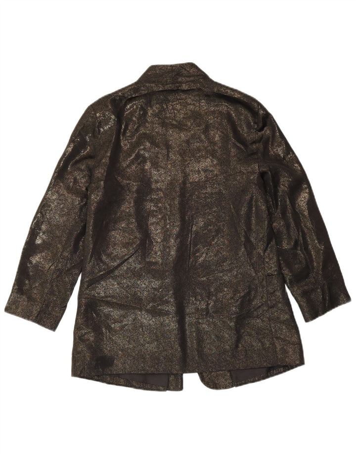 Jaqueta blazer feminina Oasis manga 3/4 aberta Reino Unido 8 poliéster cáqui pequeno