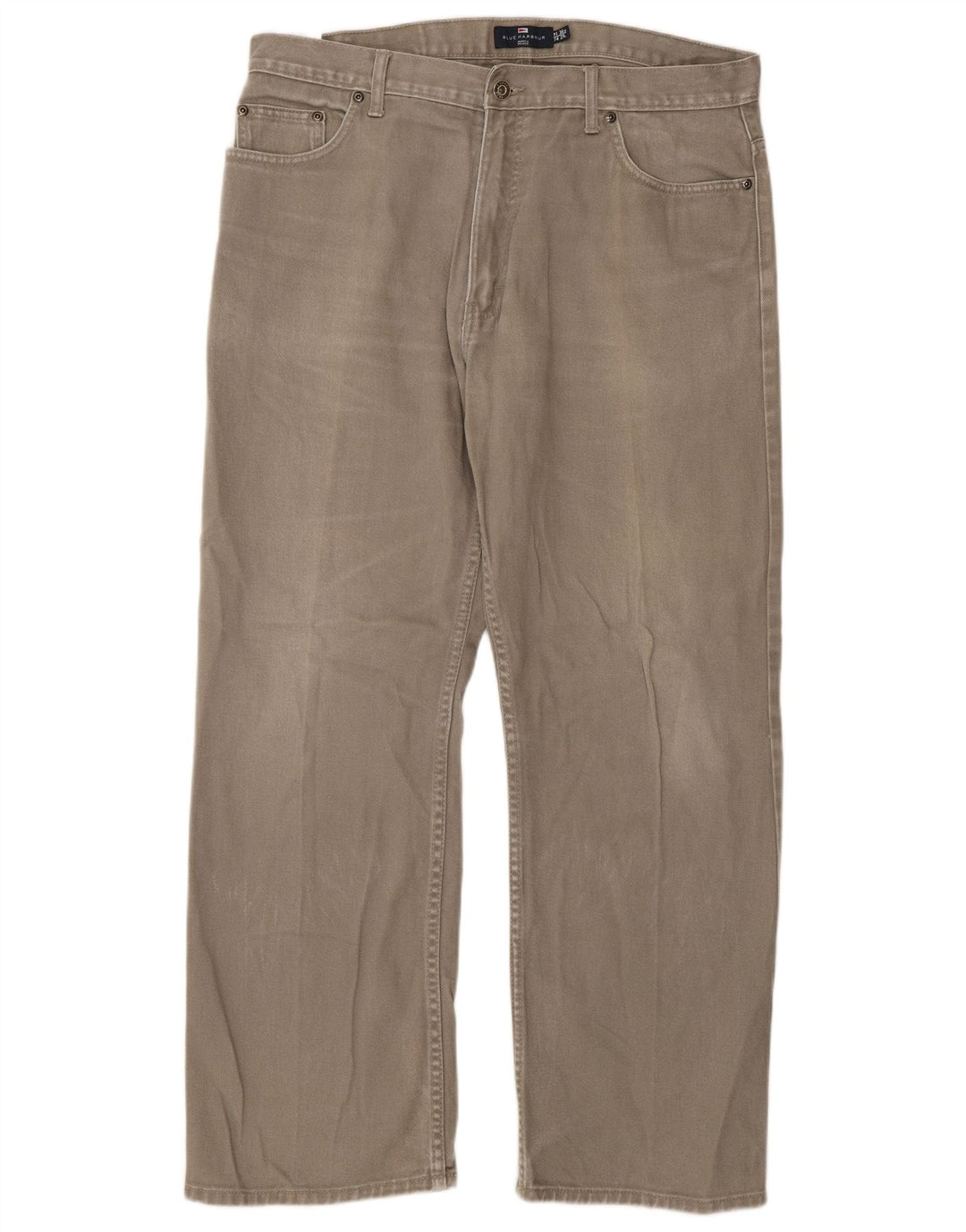 Calça jeans reta masculina Marks & Spencer Blue Harbor W36 L29 algodão bege