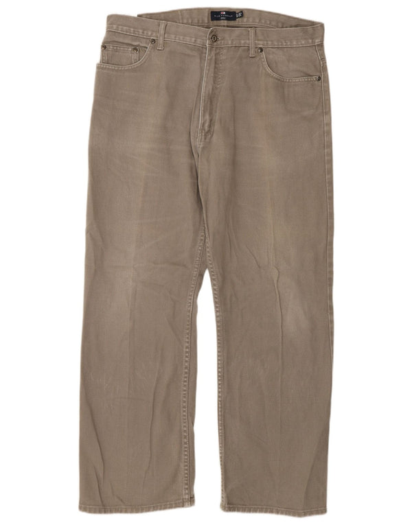 Calça jeans reta masculina Marks & Spencer Blue Harbor W36 L29 algodão bege