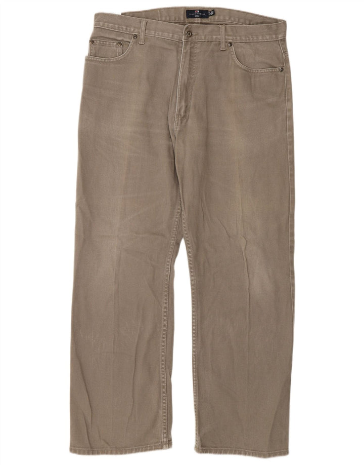 Calça jeans reta masculina Marks & Spencer Blue Harbor W36 L29 algodão bege