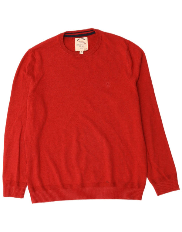 Suéter masculino Fat Face com gola redonda e algodão vermelho grande