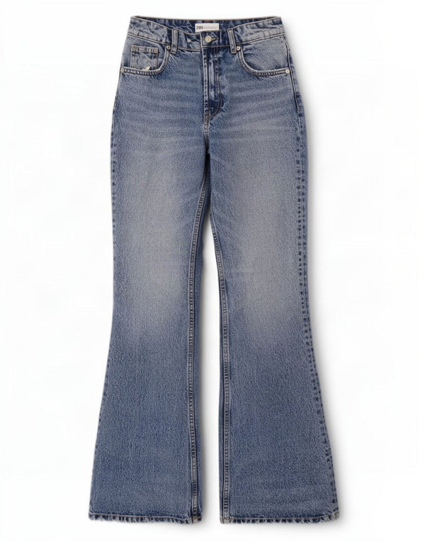 Zara Jeans feminino queimado EU 34 2XS W24 L33 azul algodão