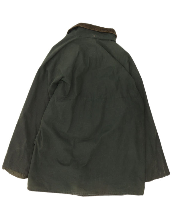 Jaqueta masculina vintage de algodão encerado UK 40 verde grande