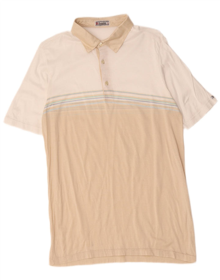 Camisa polo masculina Baila pequena bege algodão colorblock