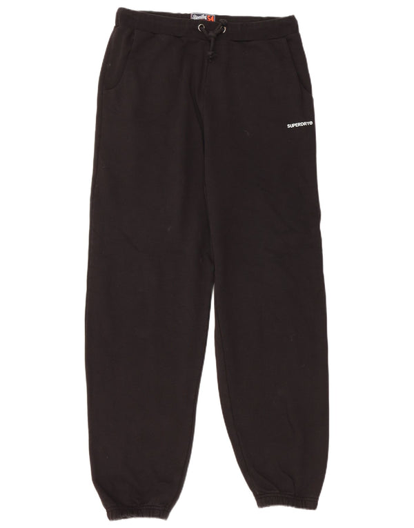 Calça de treino feminina SUPERDRY Joggers UK 10 pequeno algodão preto