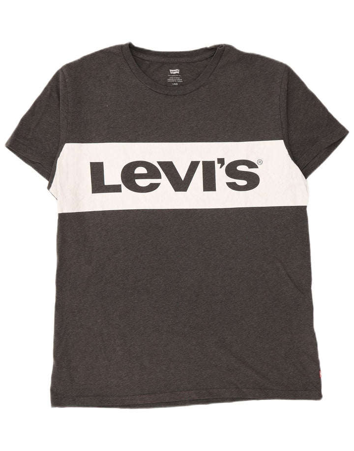 Camiseta gráfica masculina Levi's Top grande cinza colorblock algodão