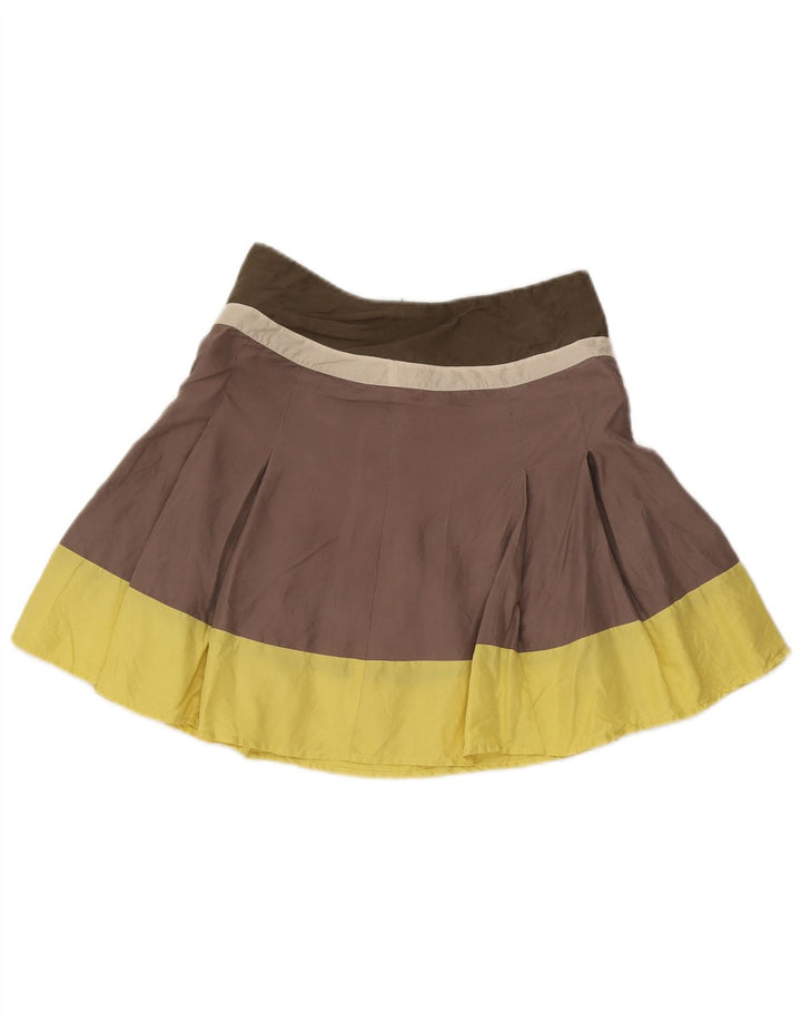 Saia de tênis feminina Max & Co. W28 seda colorblock marrom médio