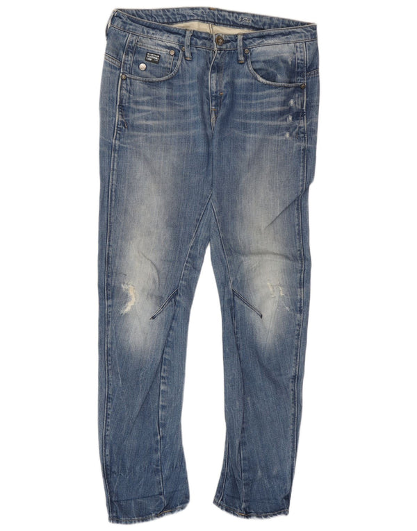 Calça jeans masculina G-Star 3D Arc desgastada cônica W27 L28 algodão azul
