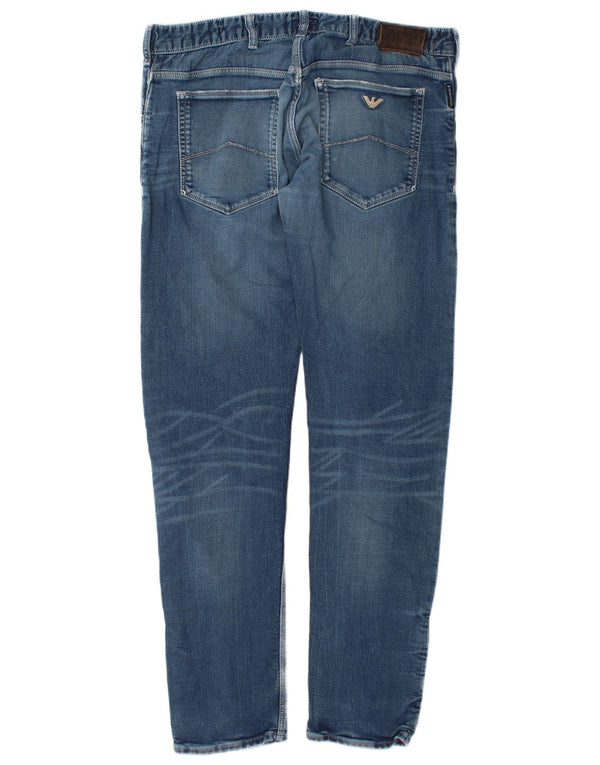 Armani Masculino Distressed Slim Jeans W34 L34 Azul Algodão