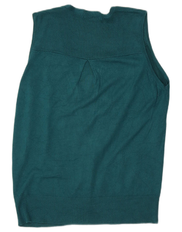 Suéter cardigã feminino sem mangas Marks & Spencer Reino Unido 12 verde médio
