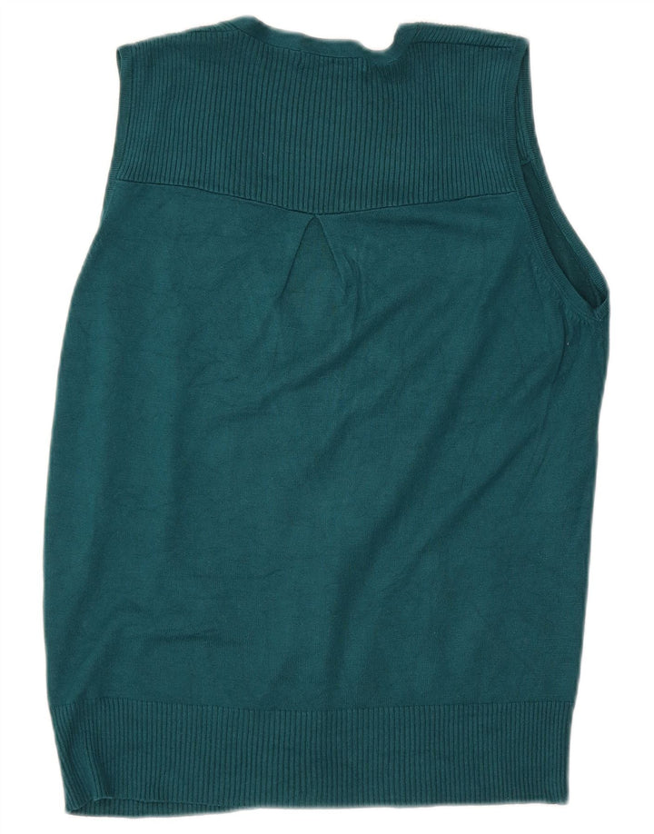 Suéter cardigã feminino sem mangas Marks & Spencer Reino Unido 12 verde médio