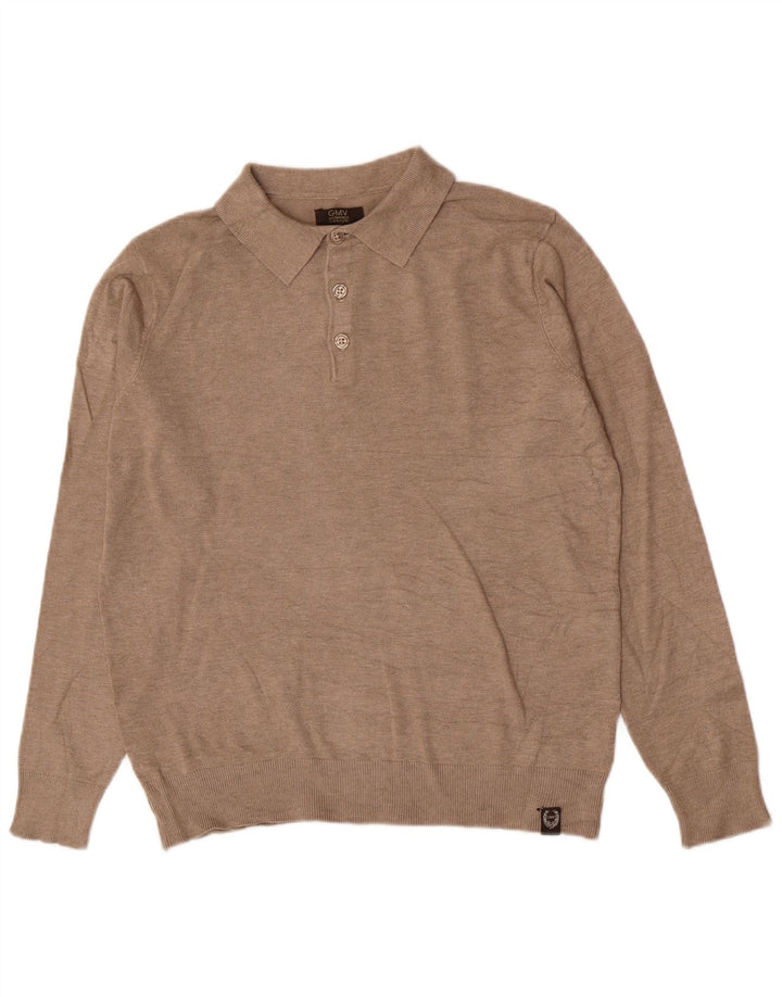 Suéter masculino Gianmarco Venturi com gola polo e viscose marrom grande