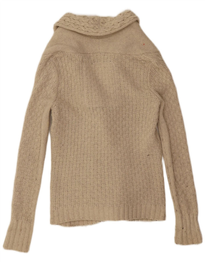 Suéter cardigã feminino Superdry Reino Unido 10 lã bege pequena