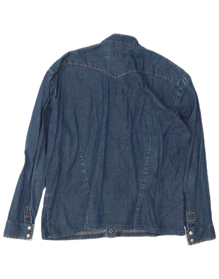 Camisa jeans feminina Diesel pequena azul algodão