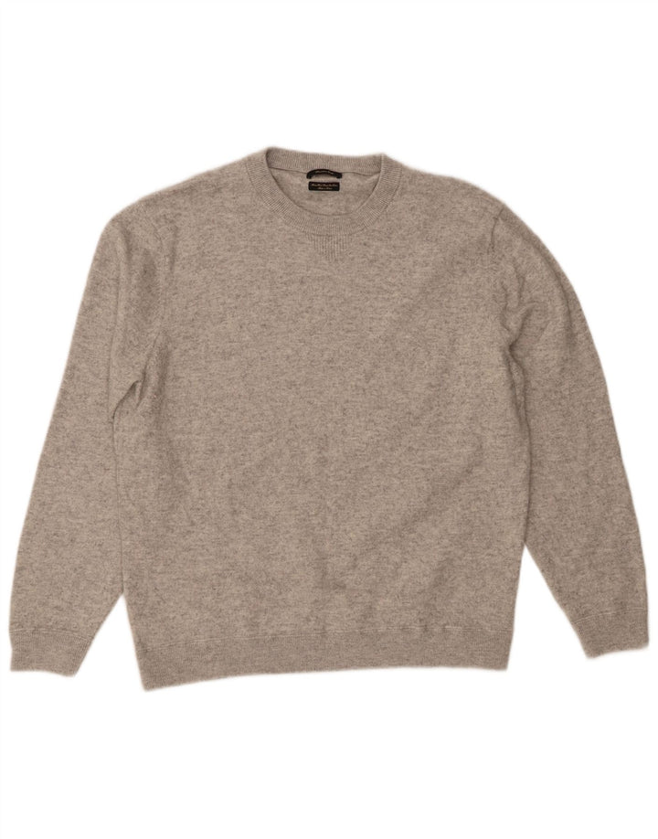 Suéter masculino Massimo Dutti com gola redonda 2XL lã manchada cinza