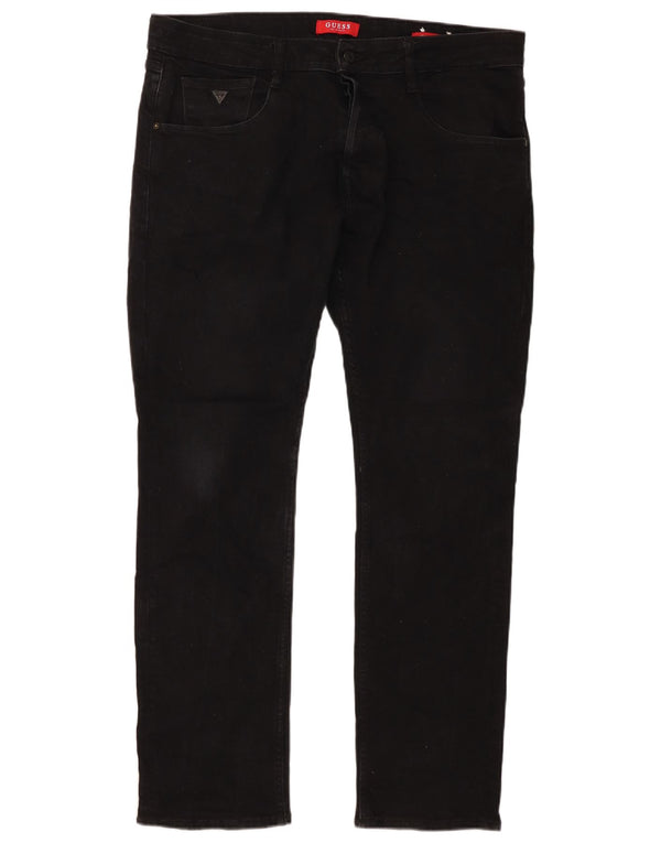 Guess Mens Regular Fit Straight Jeans W34 L30 Preto