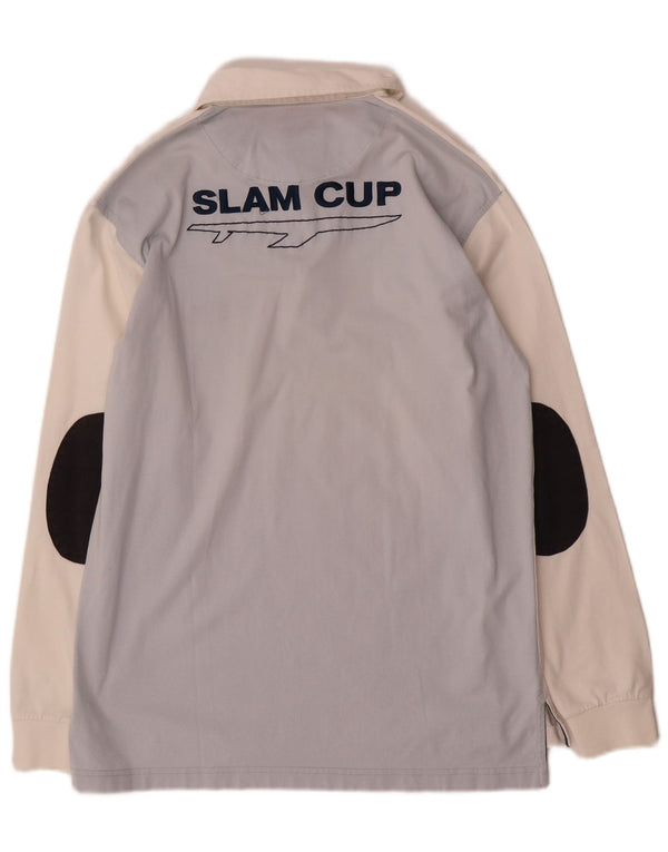 Camisa polo masculina Slam gráfica de manga comprida, algodão colorblock branco médio