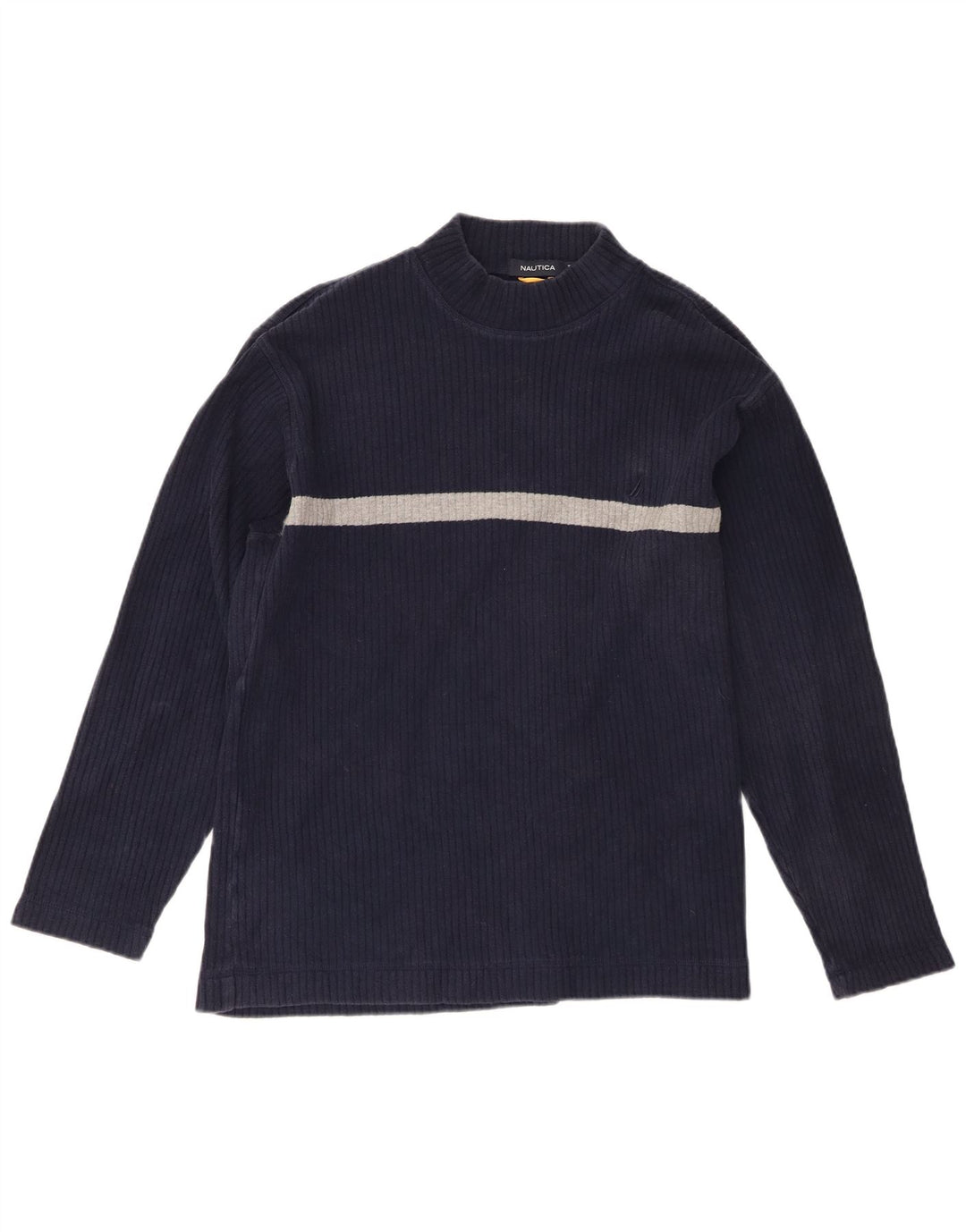 Top masculino Nautica de manga comprida médio azul marinho algodão colorblock