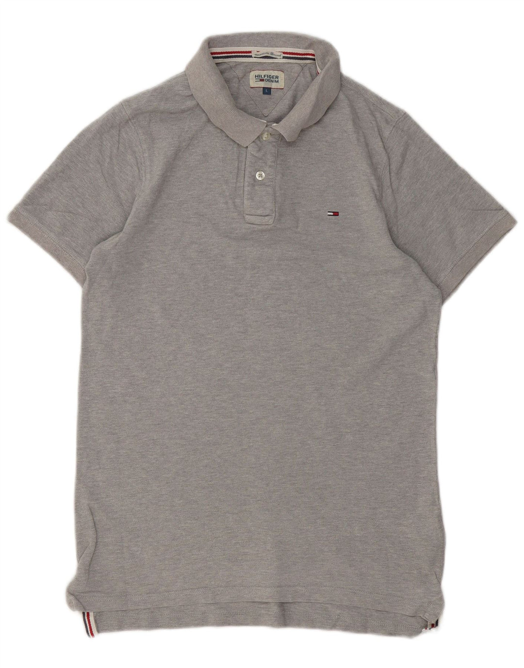 Camisa polo masculina TOMMY HILFIGER grande algodão cinza