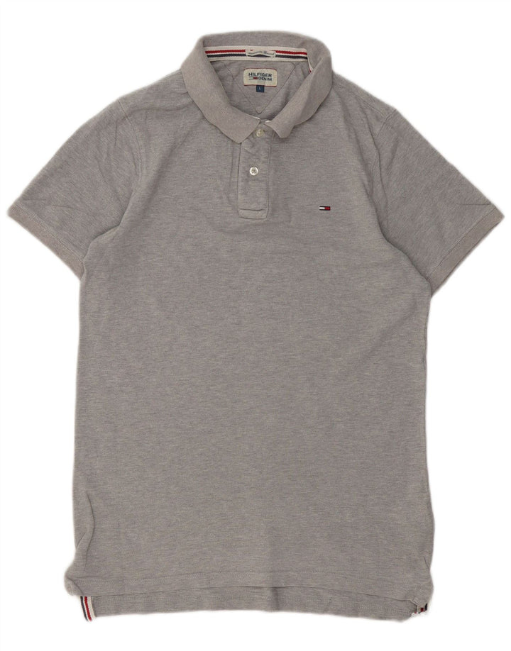 Camisa polo masculina TOMMY HILFIGER grande algodão cinza