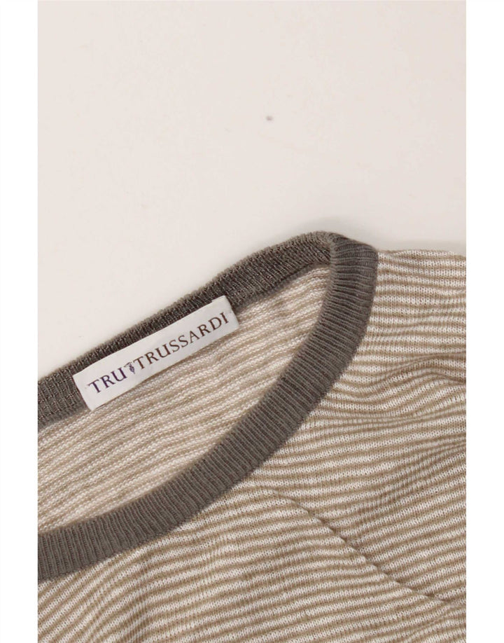 Suéter masculino Trussardi com gola redonda, grande cinza argyle/diamante