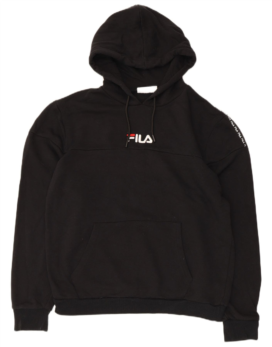 Fila Mens Graphic Hoodie Jumper Grande Algodão Preto