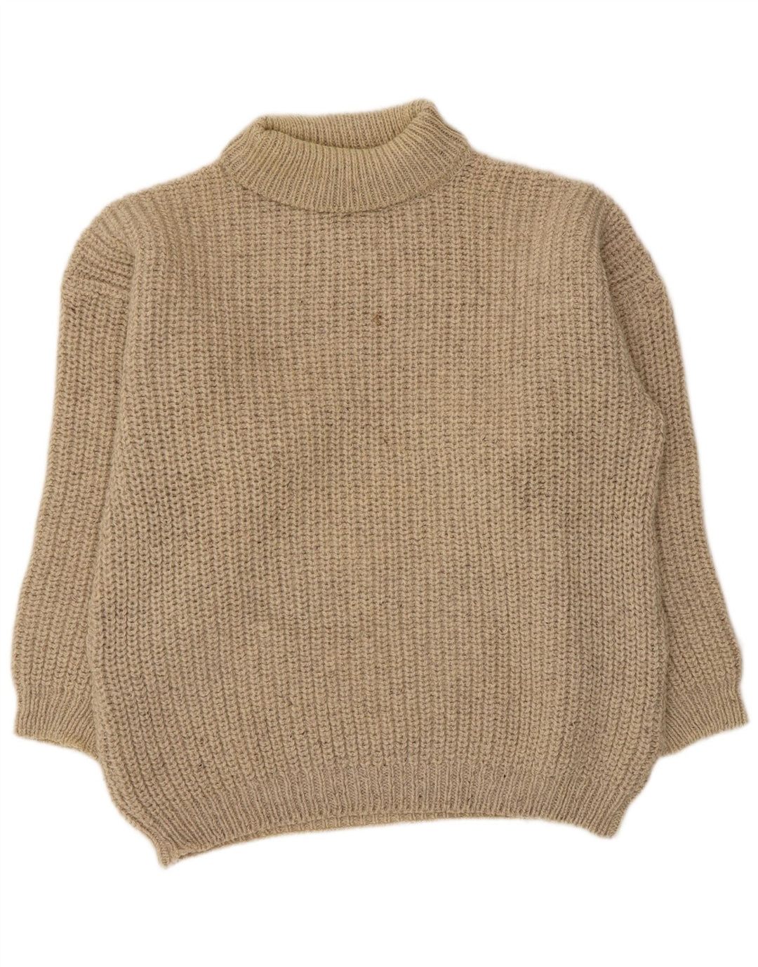Vintage Mens Roll Neck Jumper Sweater Large Beige