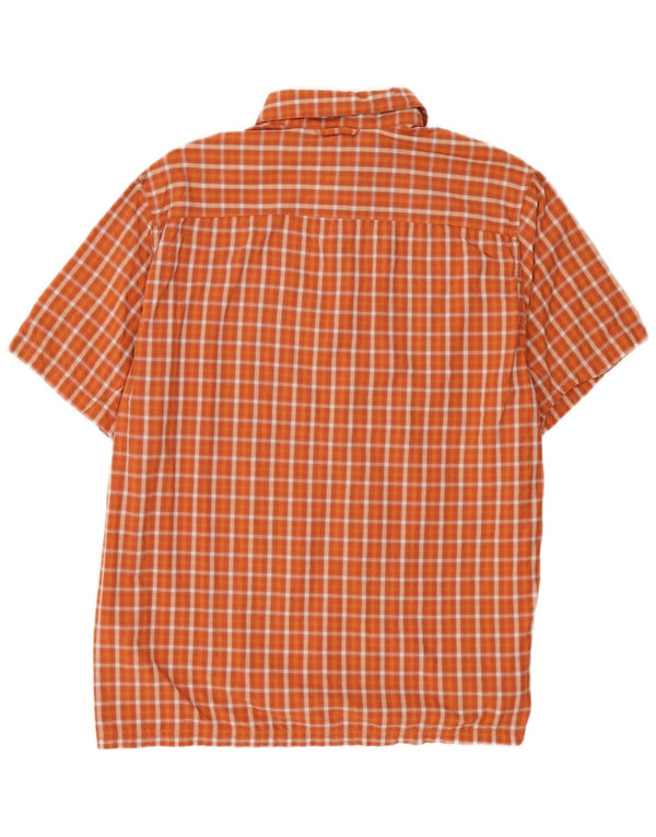 Camisa masculina de manga curta Columbia grande laranja xadrez nylon