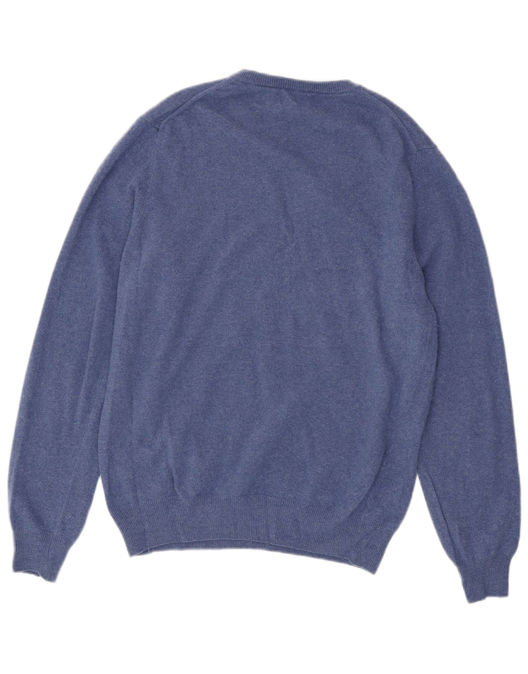 Suéter masculino Gant com decote em V de lã azul médio