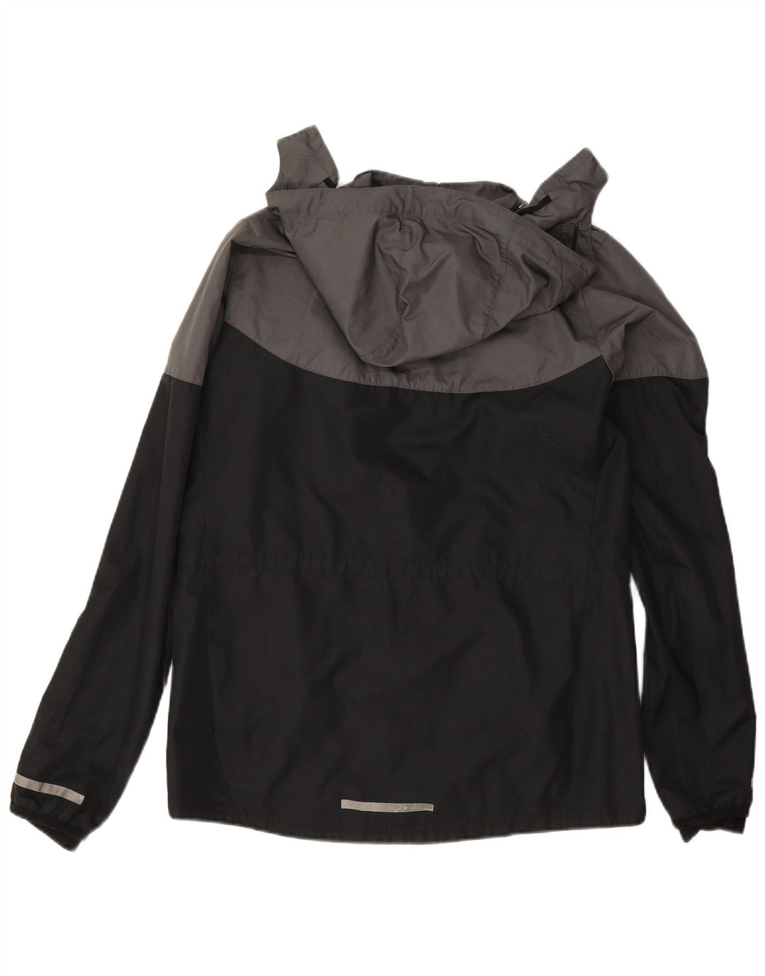 Jaqueta de chuva com capuz feminina Nike UK 16 grande cinza colorblock poliéster
