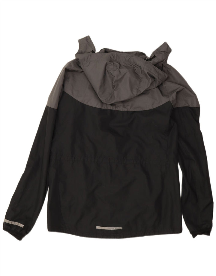 Jaqueta de chuva com capuz feminina Nike UK 16 grande cinza colorblock poliéster
