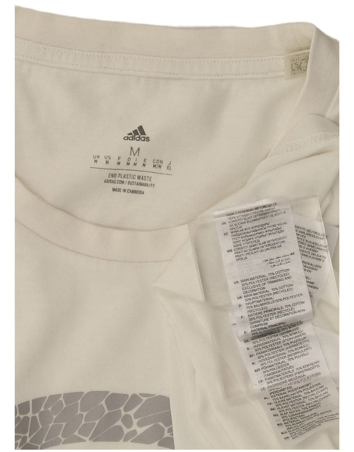 Adidas Mens Graphic T-Shirt Top Médio Algodão Branco