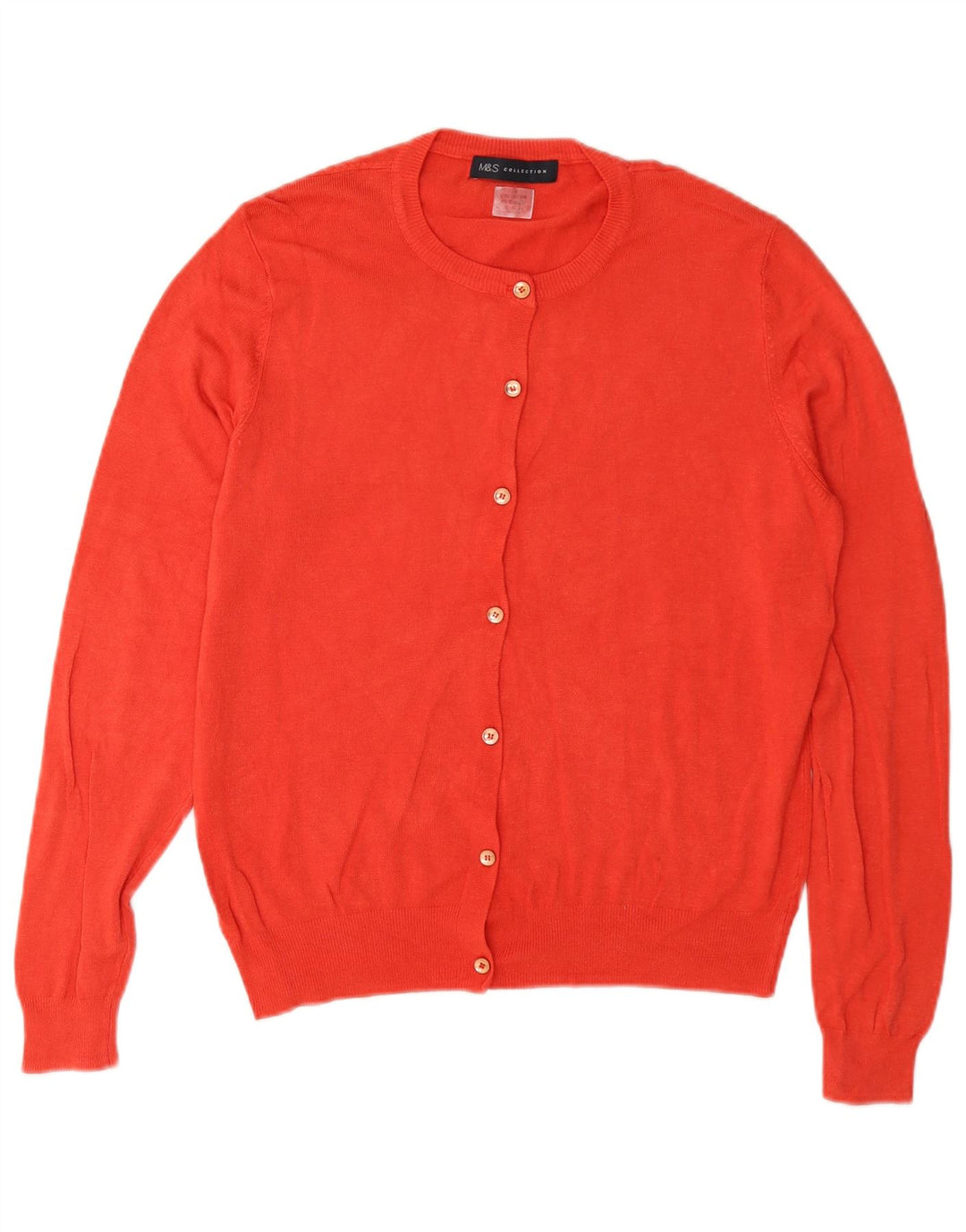 Suéter cardigã feminino Marks & Spencer Regular Fit Reino Unido 12 algodão vermelho médio