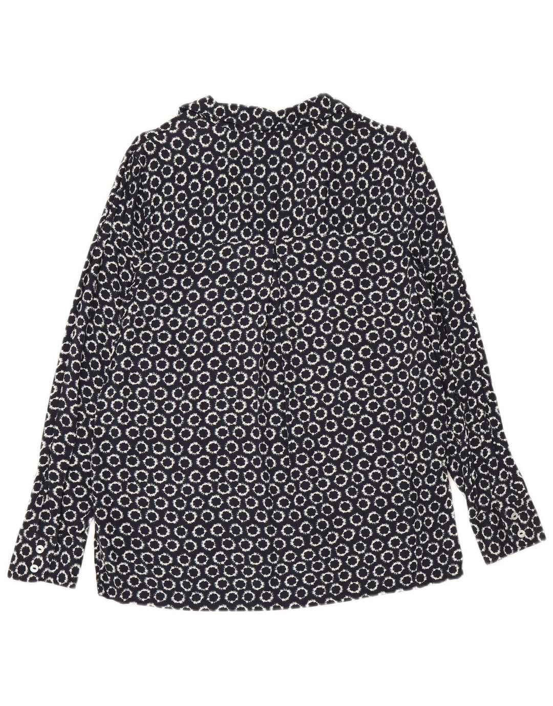 Camisa feminina Marks & Spencer de ajuste solto Reino Unido 12 médio azul marinho geométrico