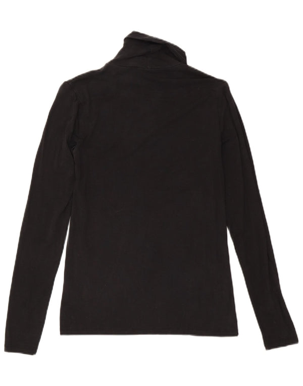 Top feminino Massimo Dutti manga comprida Reino Unido 8 pequeno preto Lyocell