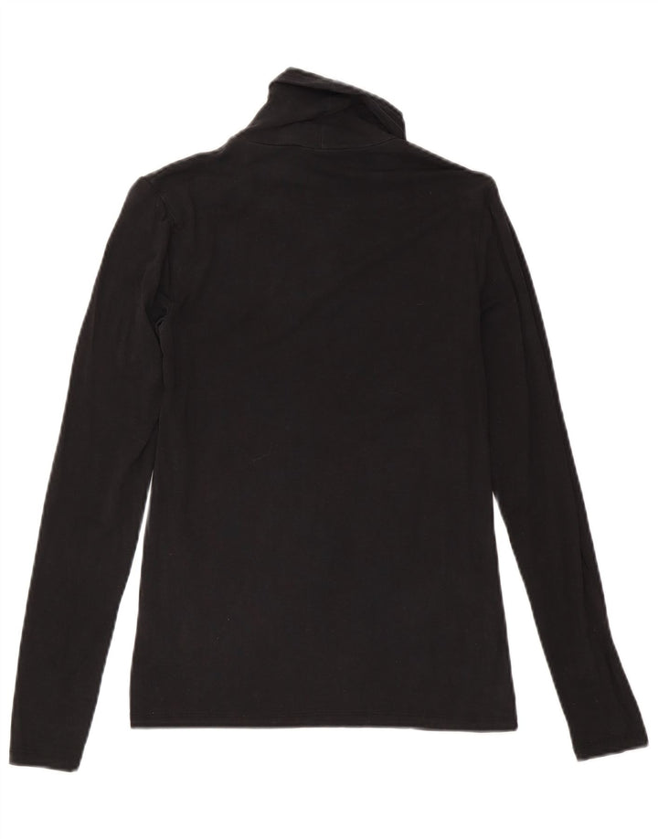 Top feminino Massimo Dutti manga comprida Reino Unido 8 pequeno preto Lyocell