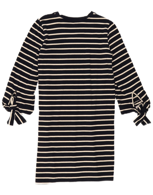 Vestido jumper feminino de manga 3/4 Warehouse Reino Unido 8 pequeno listrado azul marinho