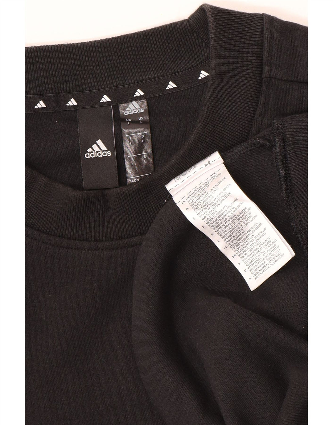 Adidas Mens Moletom Jumper Grande Algodão Preto