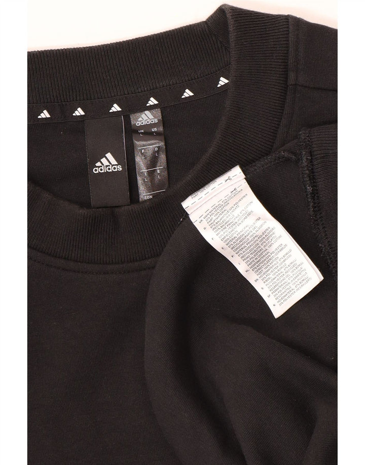 Adidas Mens Moletom Jumper Grande Algodão Preto