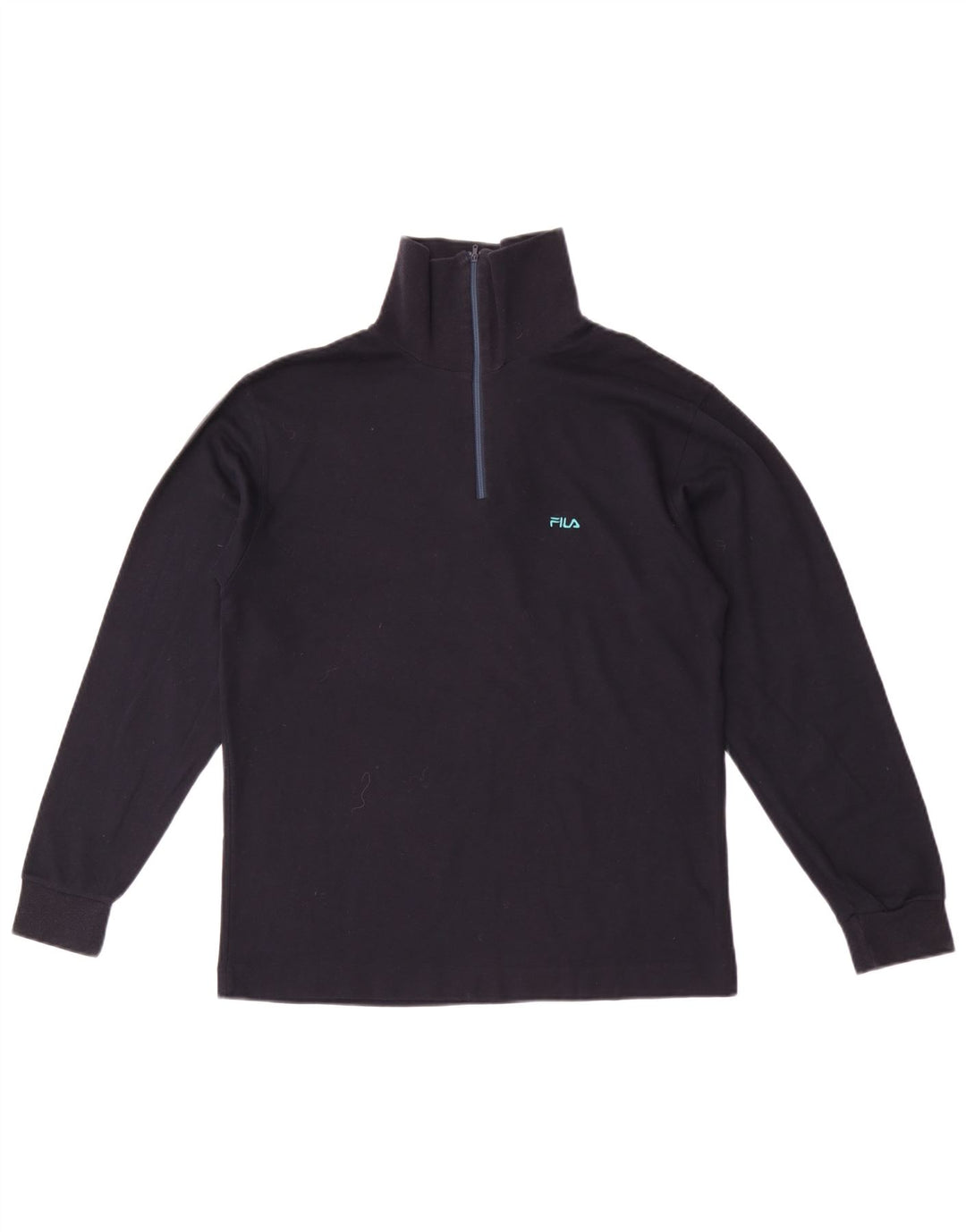 Fila Mens Zip Neck Top Manga Longa IT 46 Pequeno Algodão Azul Marinho