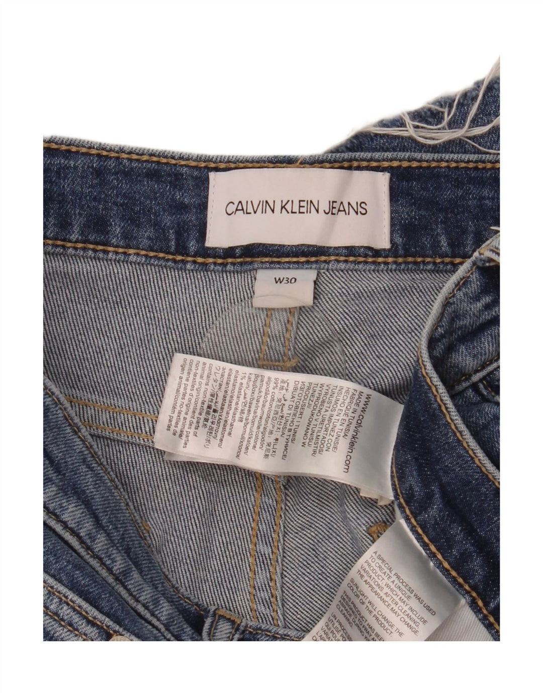 Shorts jeans feminino CALVIN KLEIN Mom Jean W30 algodão azul médio