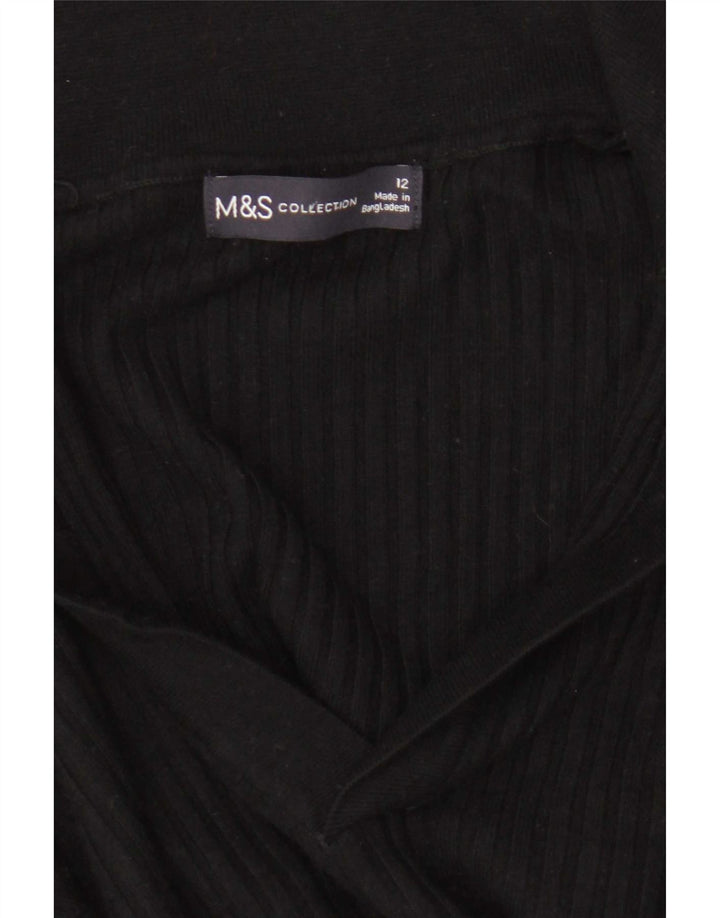 Suéter feminino Marks & Spencer com gola polo e gola alta Reino Unido 12 médio preto