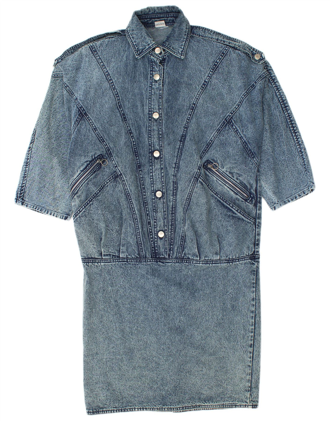 Vestido feminino vintage militar jeans cintura baixa IT 42/44 azul médio