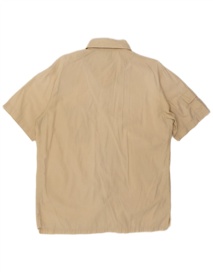 Ellesse Camisa masculina de manga curta grande algodão bege
