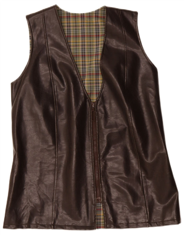 Colete de couro masculino vintage UK 38 couro marrom médio